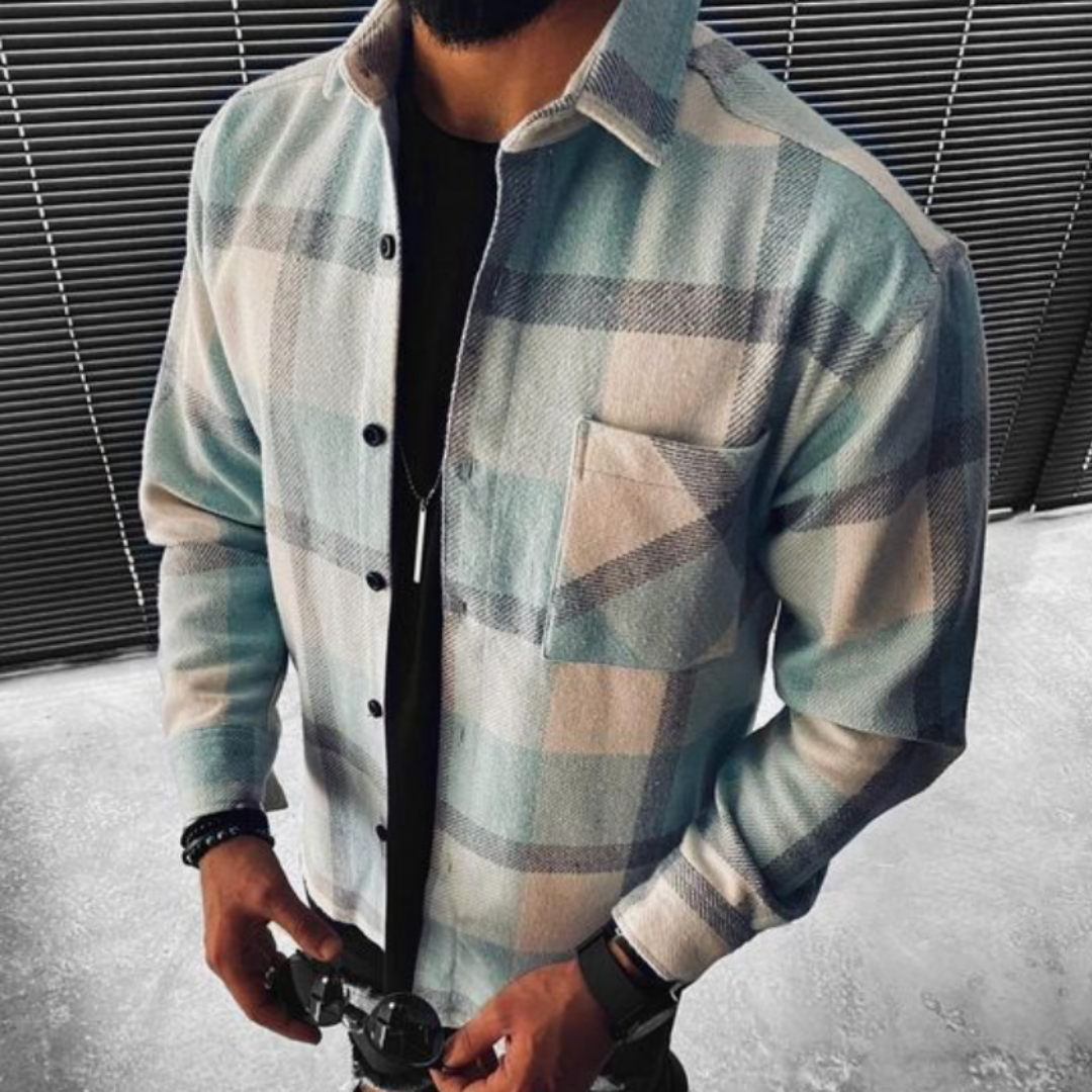 Camisa de hombre a cuadros con diseño elegante y cierre de botones ideal para un estilo moderno