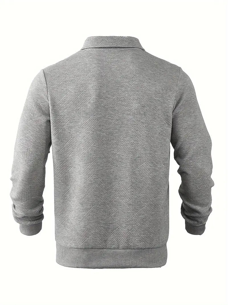Suéter Vintage para Hombre con Cierre y Diseño Geométrico