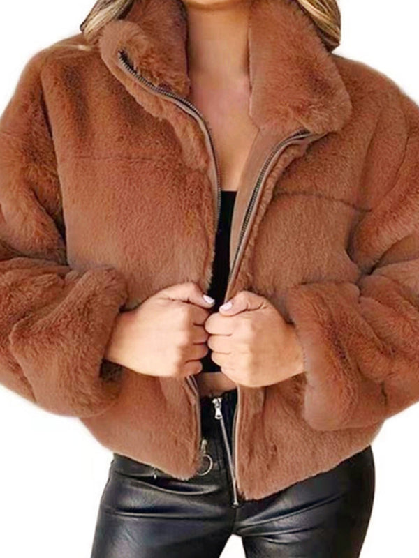 Chaqueta Cálida para Mujer con Cremallera y Cuello Alto