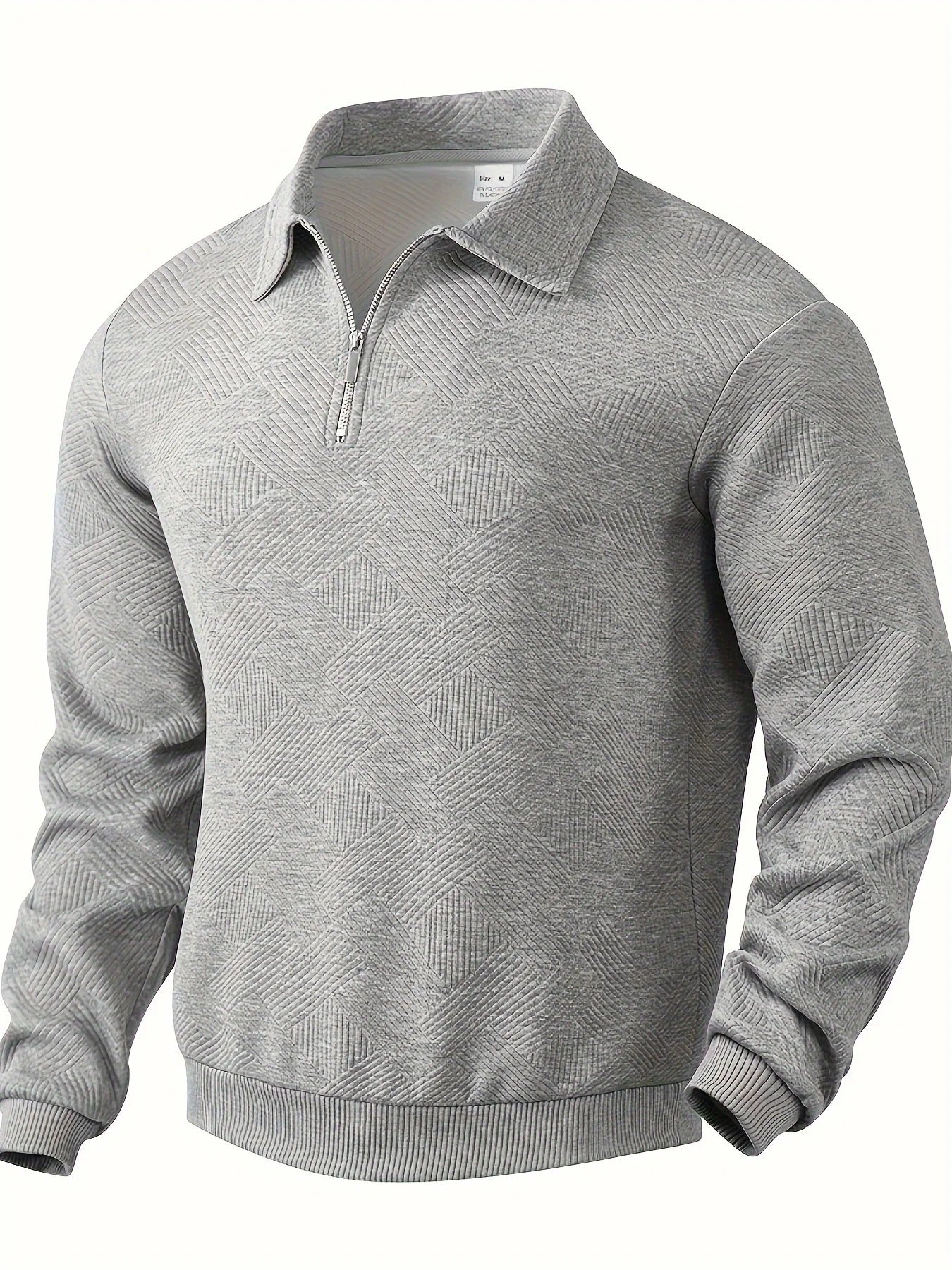 Suéter con media cremallera y diseño geométrico para hombres