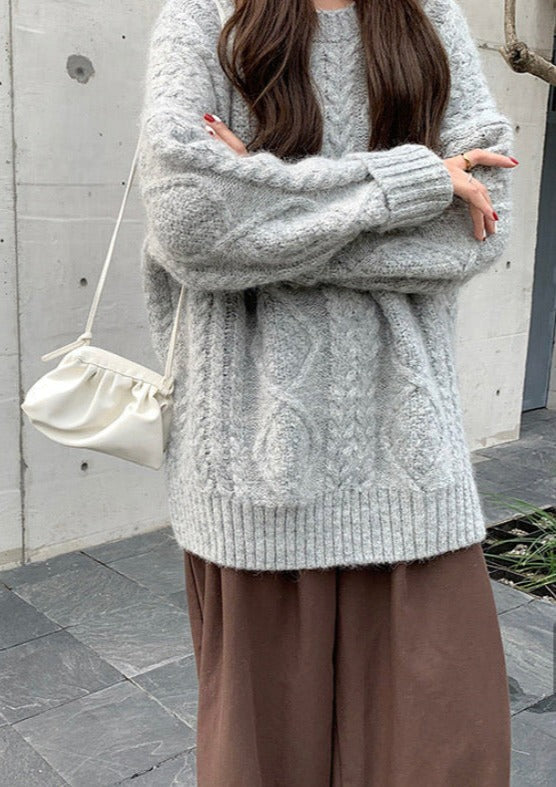 Suéter Clásico de Estilo Pescador con Ajuste Suelto y Oversize
