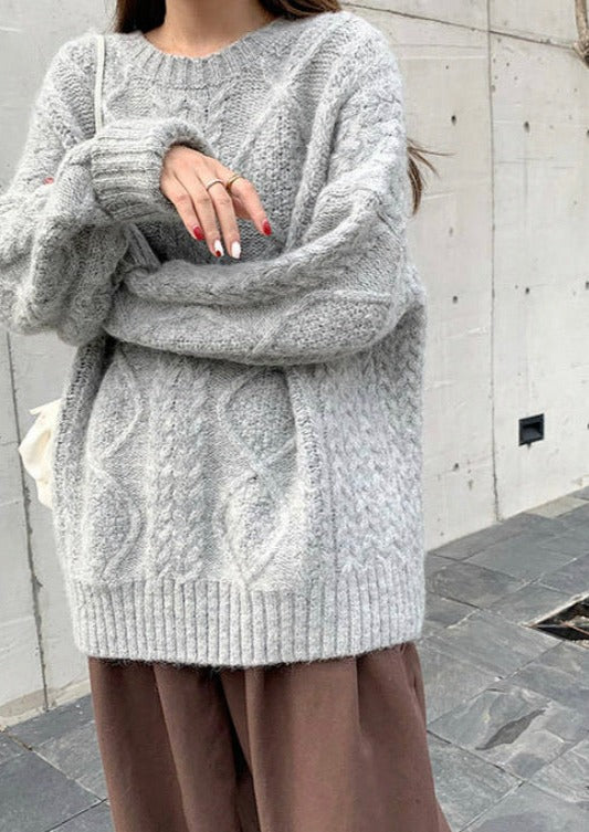 Suéter Clásico de Estilo Pescador con Ajuste Suelto y Oversize