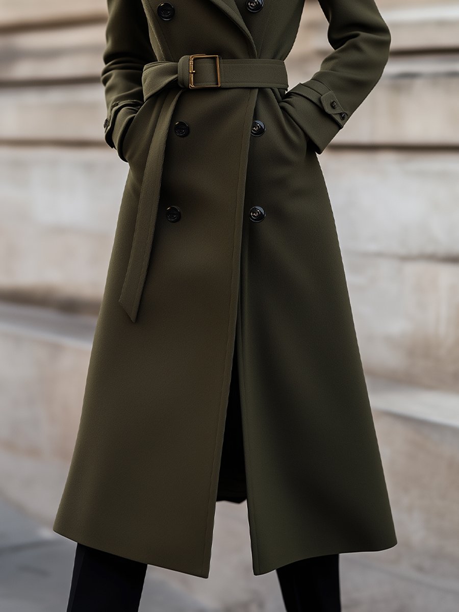 Abrigo largo ajustado con cinturón para un estilo elegante en invierno