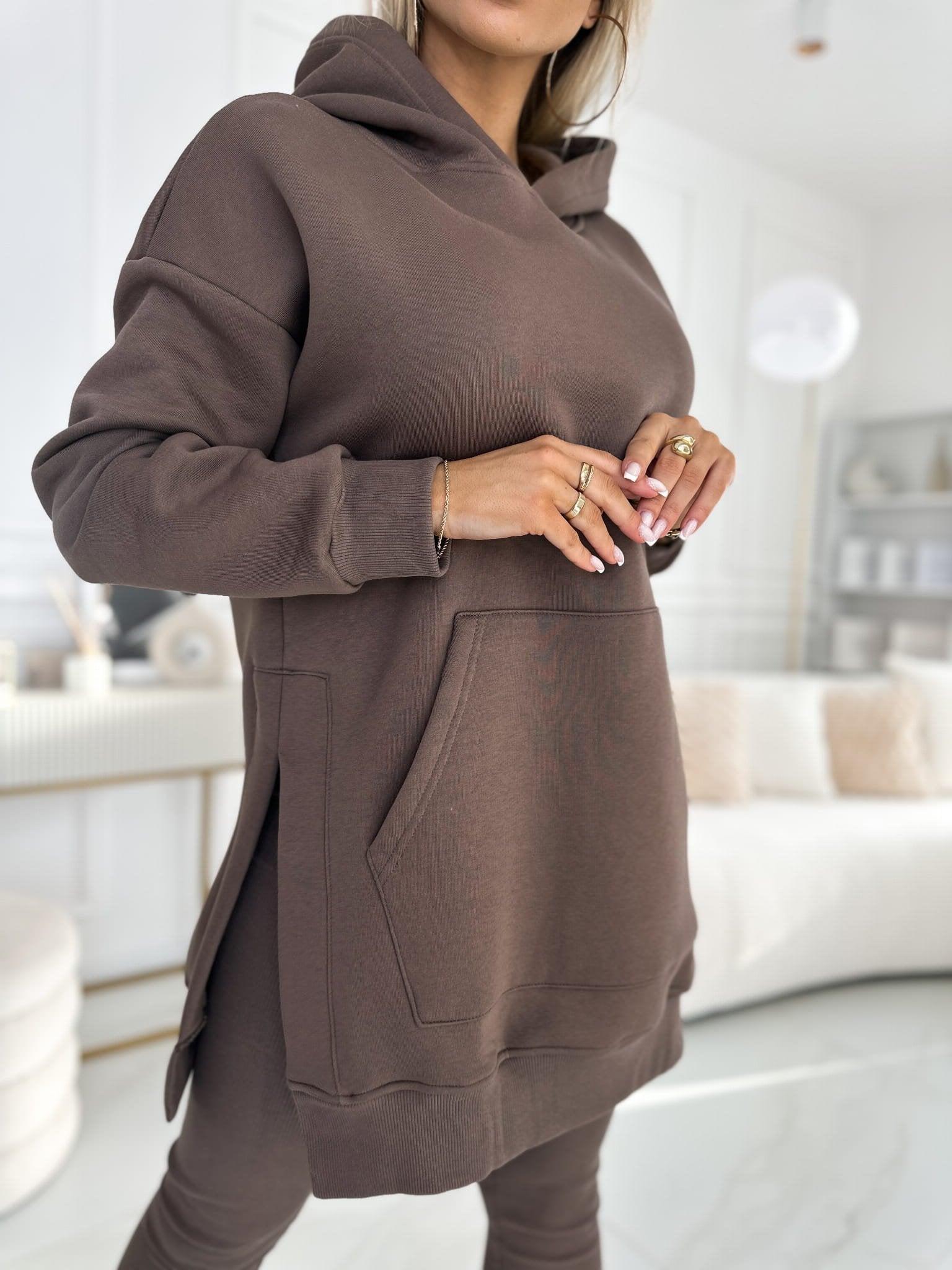 Conjunto de Dos Piezas para Mujeres con Sudadera Elegante y Leggings Forrados Cómodos