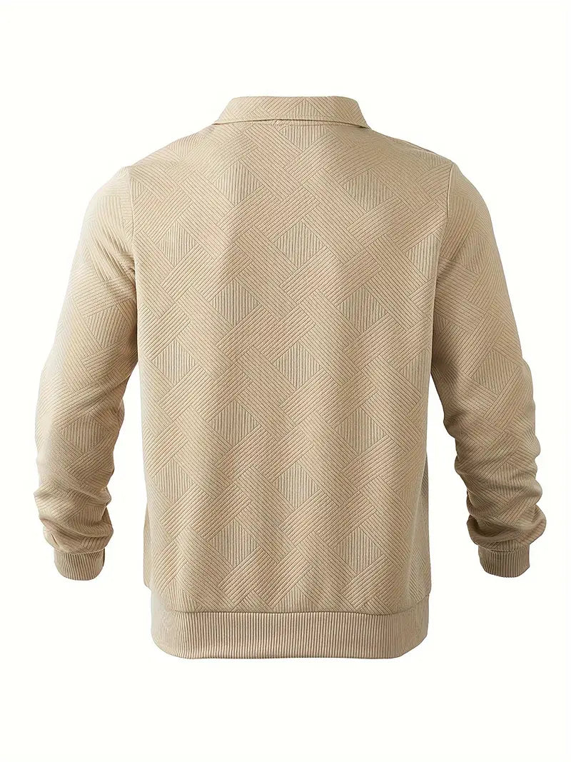 Suéter Vintage para Hombre con Cierre y Diseño Geométrico