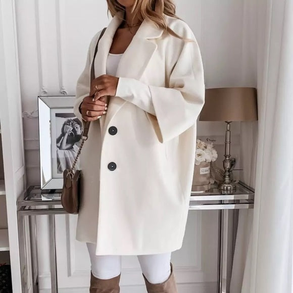 Abrigo Elegante para Mujer con Escote Pronunciado y Solapas Modernas