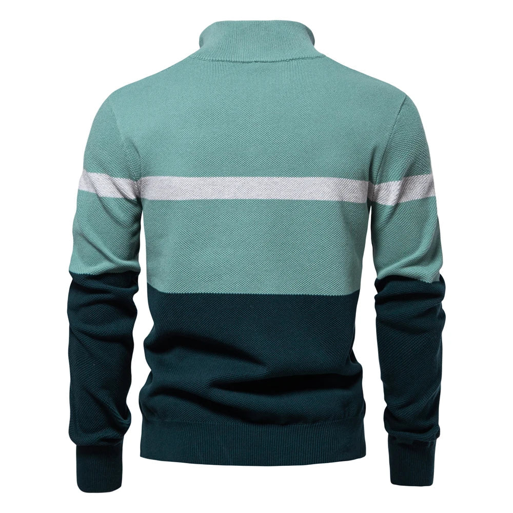 Suéter Moderno para Hombre con Estilo Colorblock y Media Cremallera