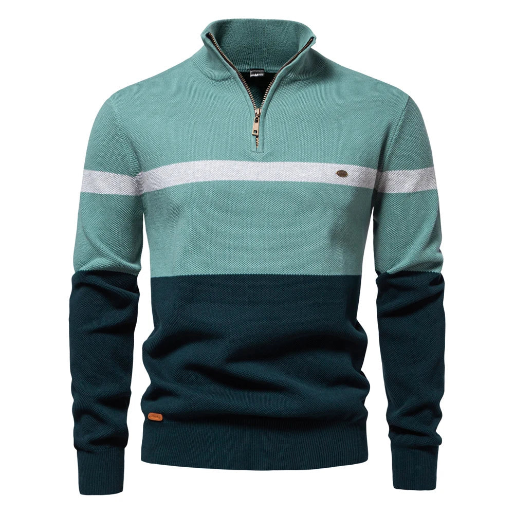 Suéter Moderno para Hombre con Estilo Colorblock y Media Cremallera