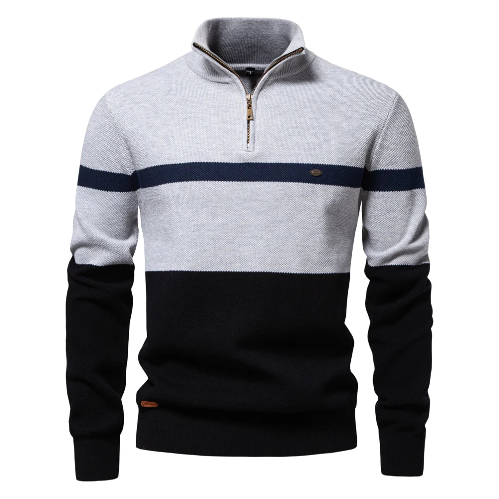 Suéter Moderno para Hombre con Estilo Colorblock y Media Cremallera