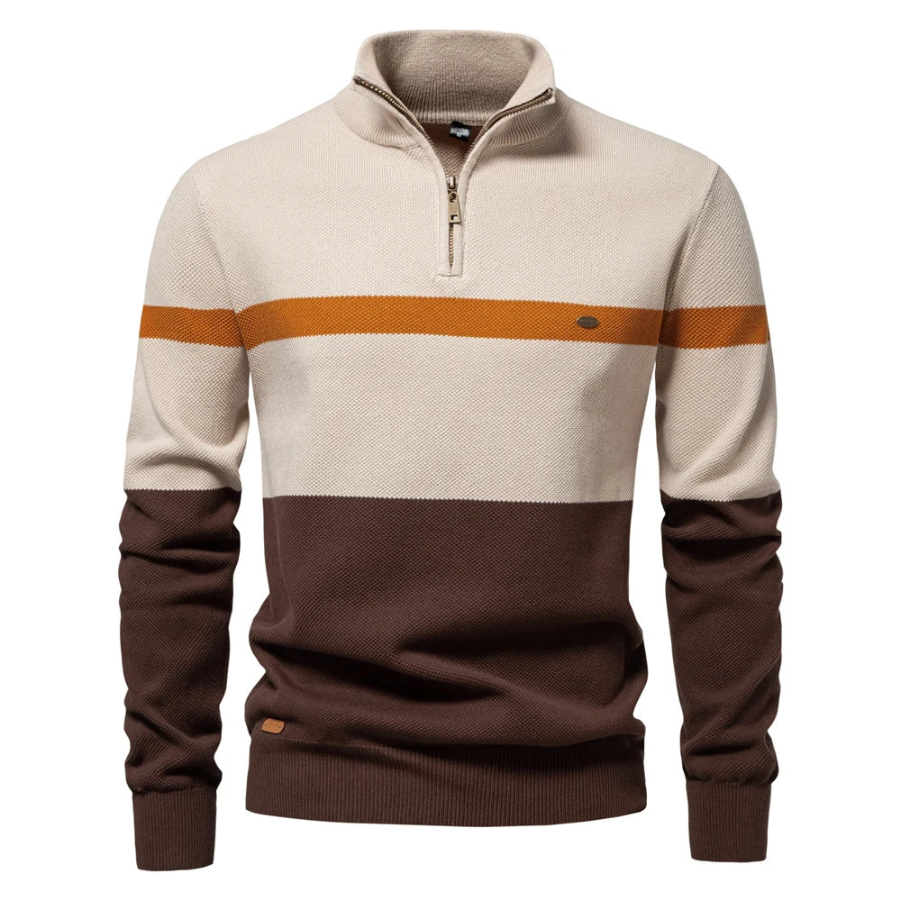 Suéter Moderno para Hombre con Estilo Colorblock y Media Cremallera