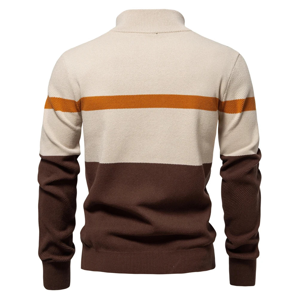 Suéter Moderno para Hombre con Estilo Colorblock y Media Cremallera
