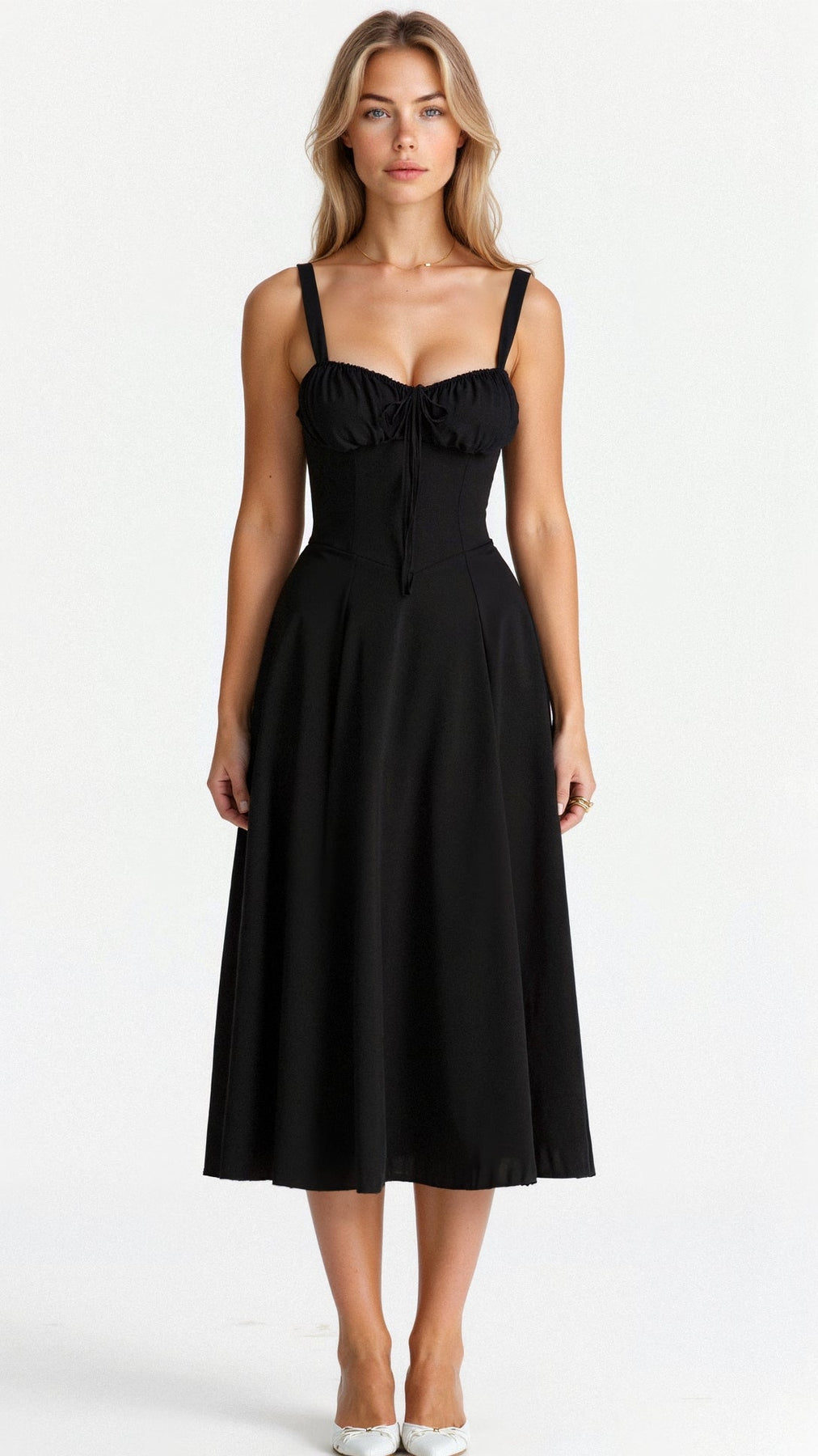 Vestido midi de verano con tirantes y abertura para un mira sofisticado