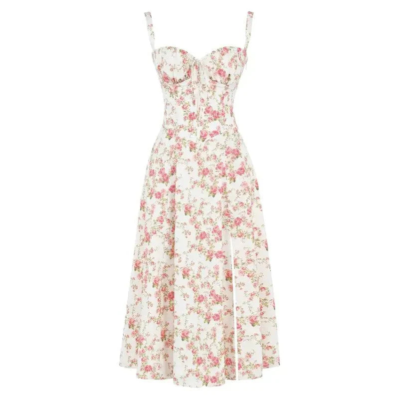 Vestido midi de verano con tirantes y abertura para un mira sofisticado