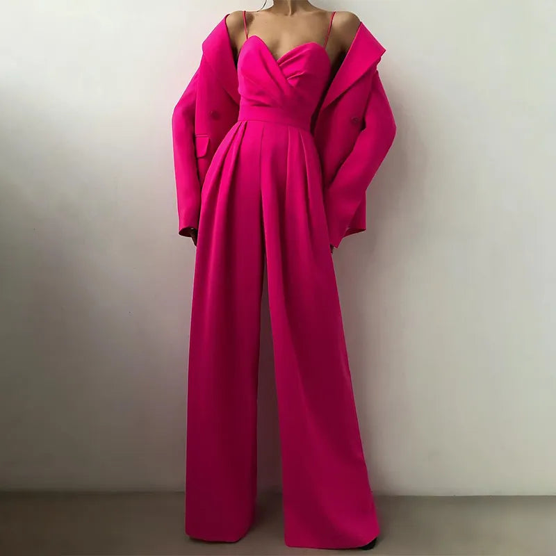 Mono elegante para mujer con tirantes finos y cintura alta ideal para eventos