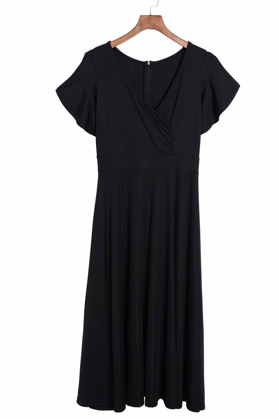 Vestido midi cruzado con mangas con volantes y escote en V ideal para ocasiones elegantes