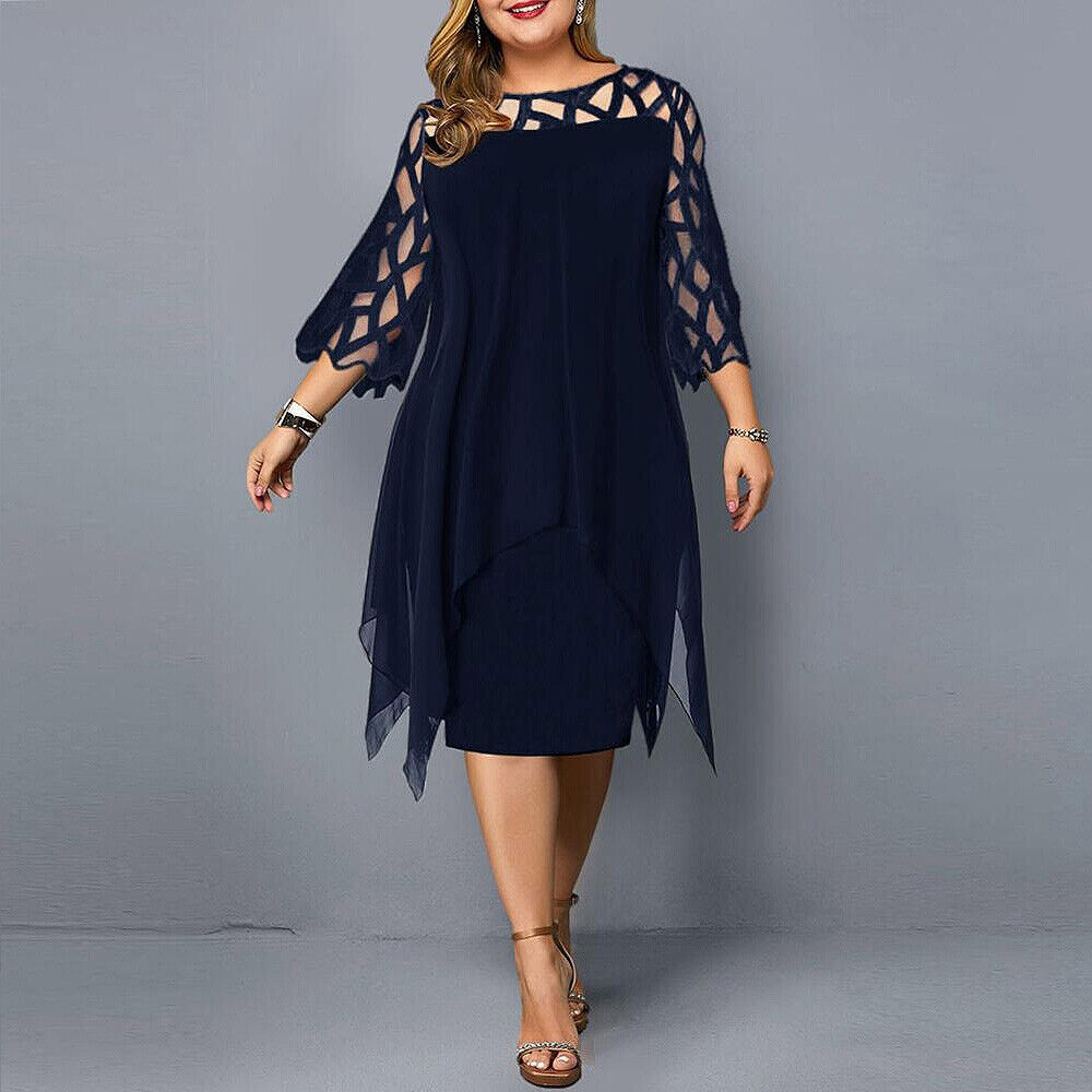 Vestido midi amplio y elegante con un diseño de mangas llamativo