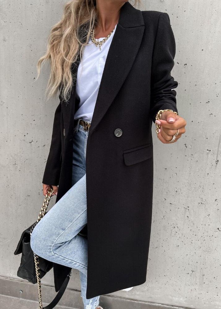 Abrigo largo de invierno para mujer con diseño clásico y elegante