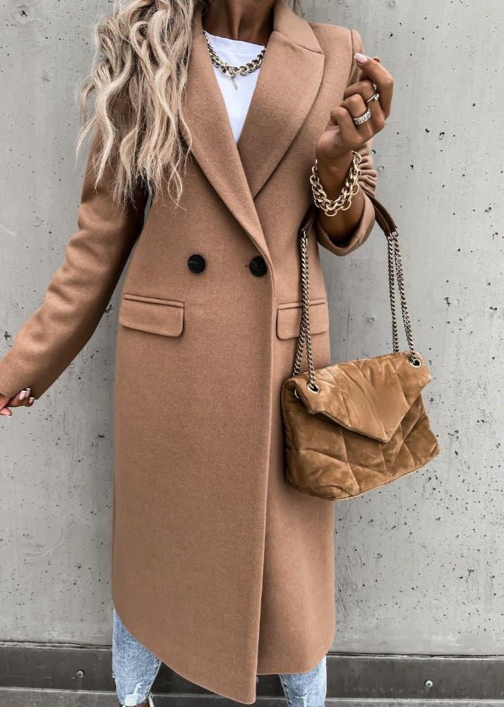 Abrigo largo de invierno para mujer con diseño clásico y elegante