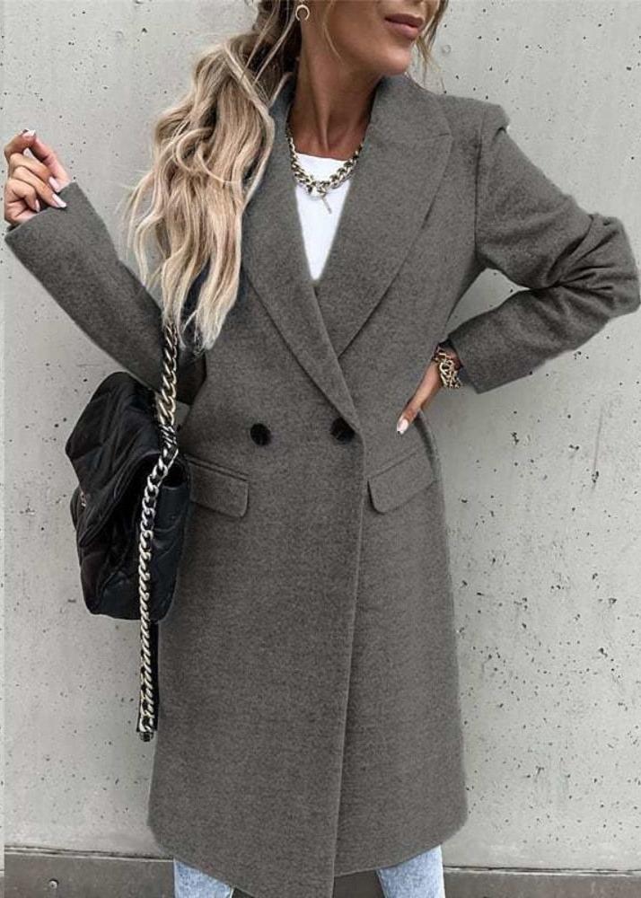 Abrigo largo de invierno para mujer con diseño clásico y elegante