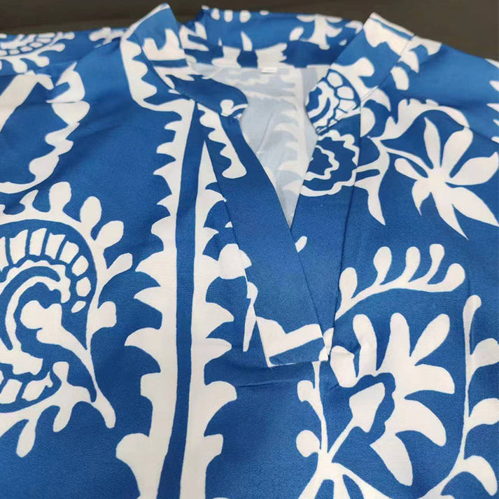 Vestido largo para mujer con diseño elegante y estampado en forma de v