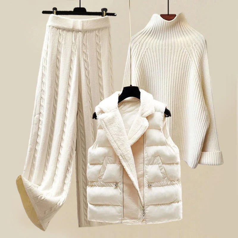 Conjunto cómodo y acogedor de tres piezas para mujer