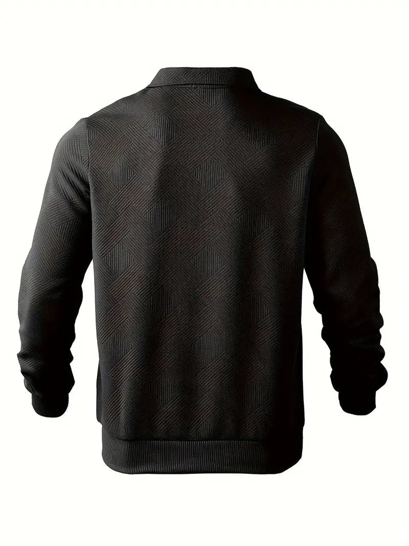 Suéter Vintage para Hombre con Cierre y Diseño Geométrico