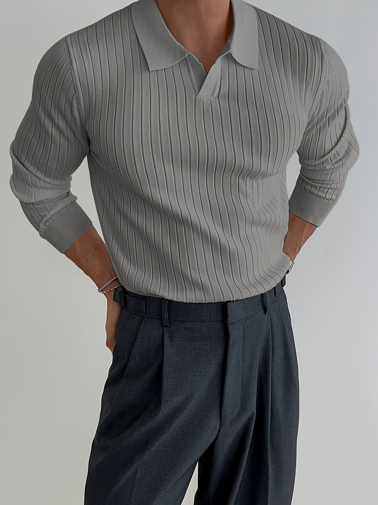 Suéter de Punto Elegante de Javier - Camiseta Casual de Cuello en V para Hombre, Ligera y Confortable para Otoño/Invierno