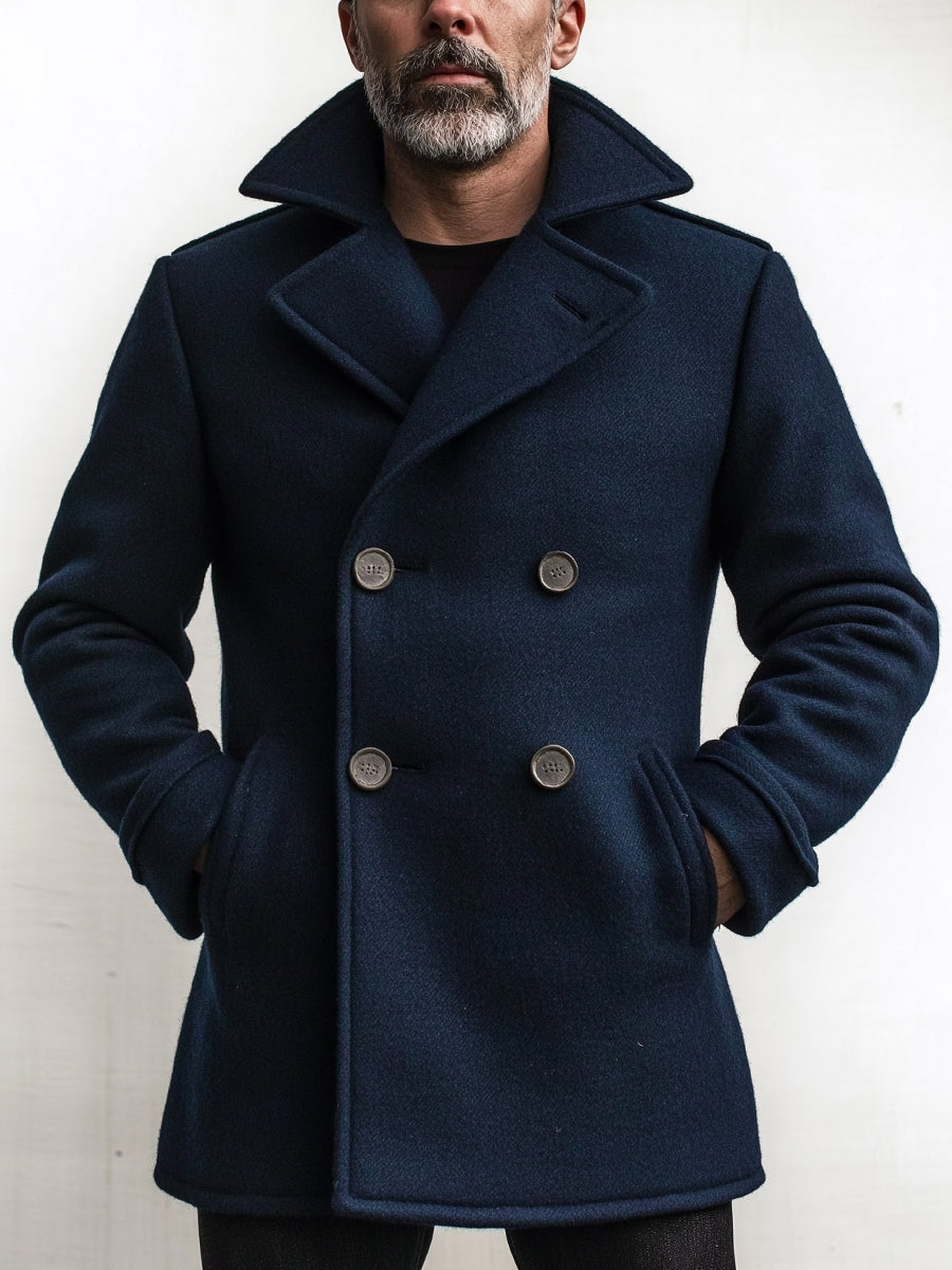 Abrigo de hombre largo - Chaqueta de hombre invierno azul marino