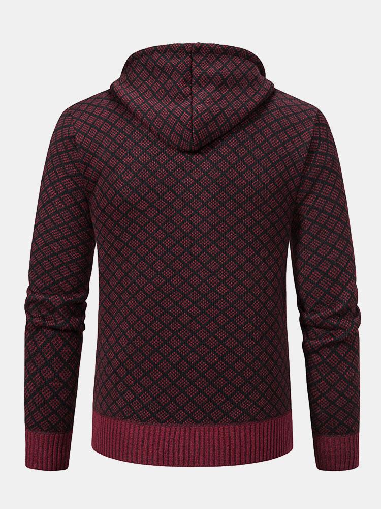 Sudadera con capucha con cremallera y estampado de rombos para Mira oks elegantes