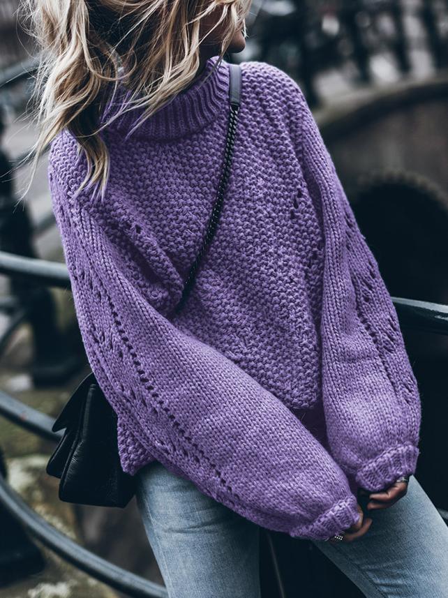 Suéter de manga larga con cuello redondo para mujer de moda