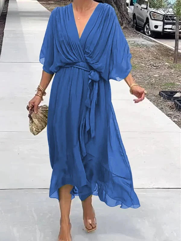 Monica - Elegante vestido de gasa con escote en V