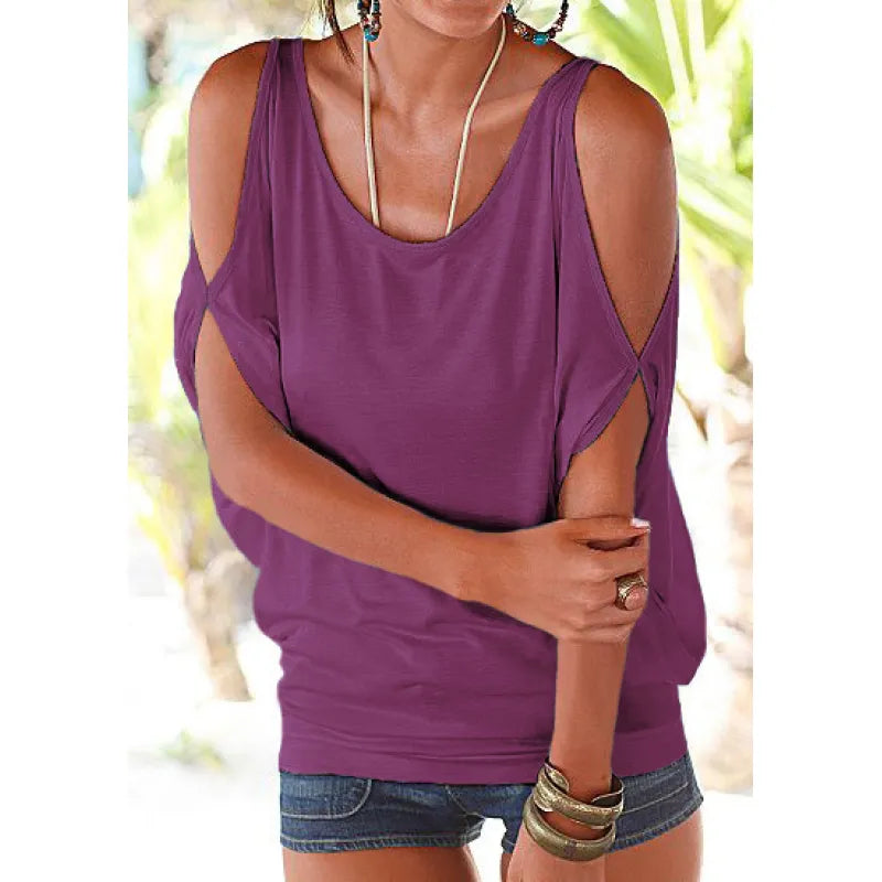 Camila - Blusa con mangas abiertas y cuello redondo