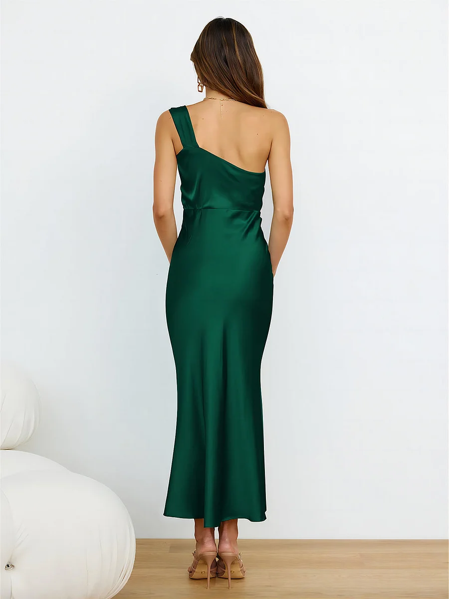 Vestido midi asimétrico de fiesta con diseño elegante