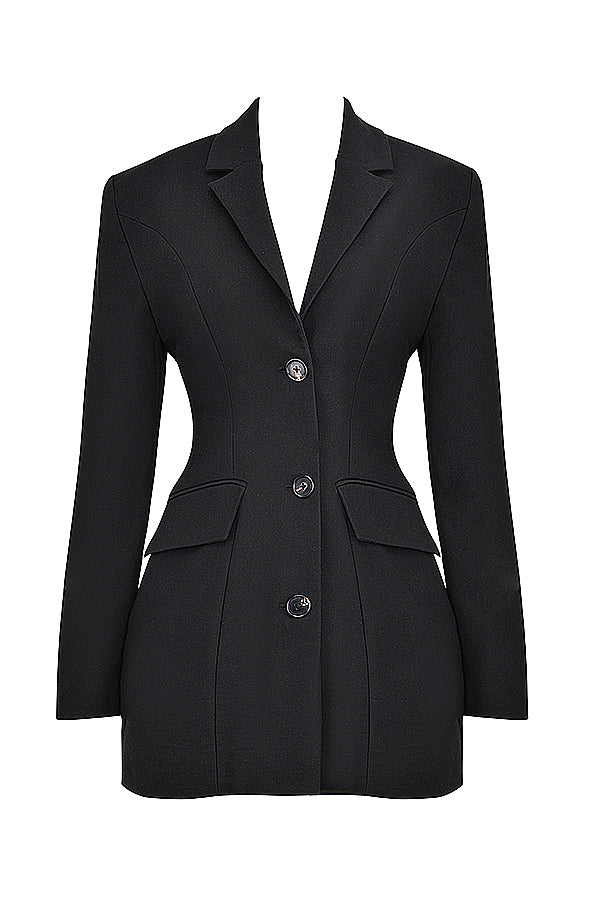 Vestido estilo blazer negro para mujeres elegantes