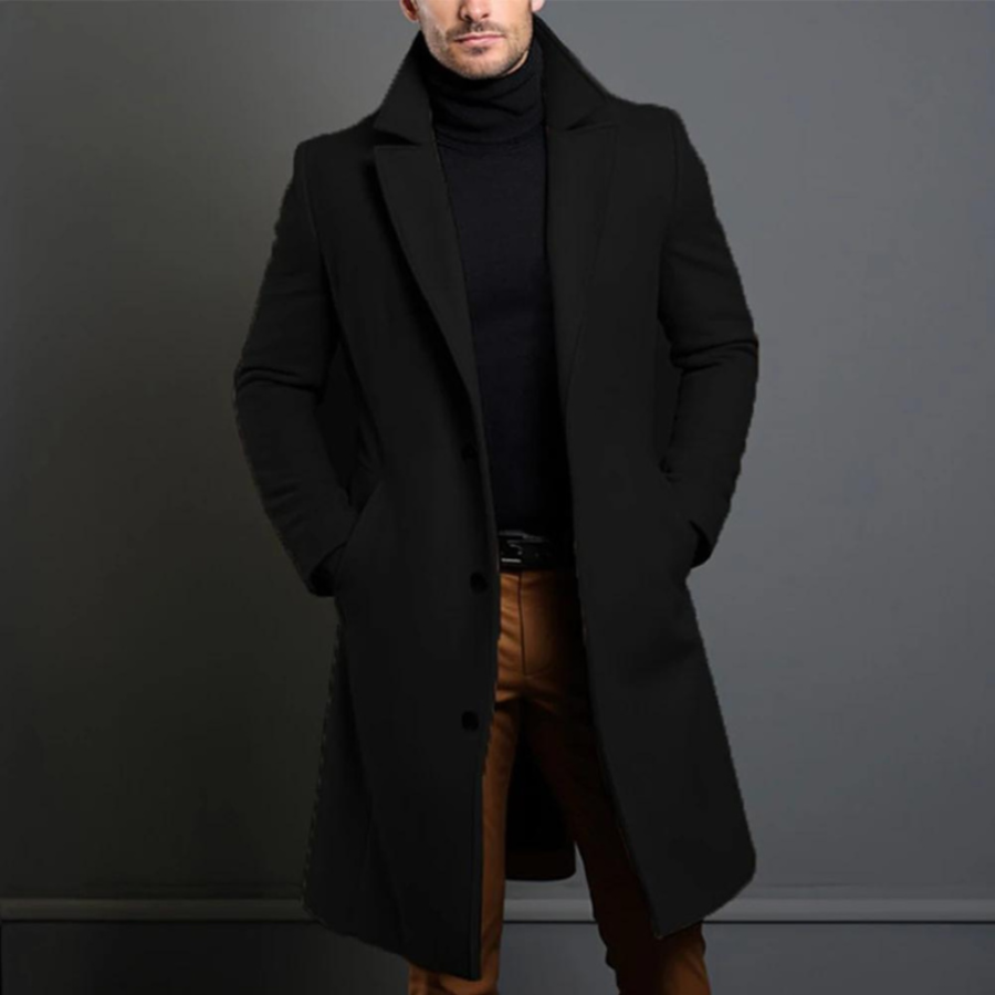 Abrigo largo de invierno para hombres con estilo clásico