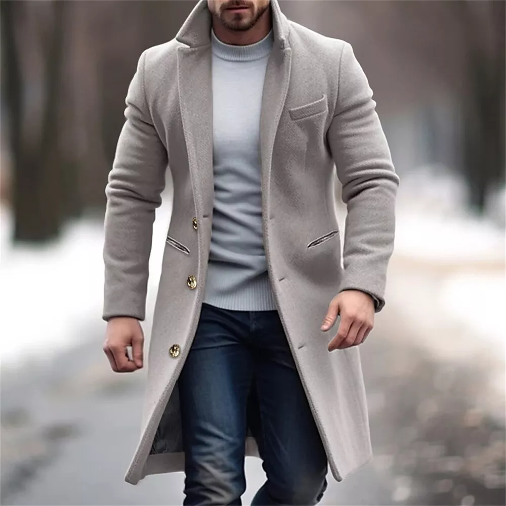 Gabardina de invierno para hombre con corte entallado para un apariencia elegante