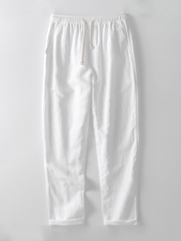 Conjunto para hombre con camisa de cuello mao de manga corta y pantalón recto casual