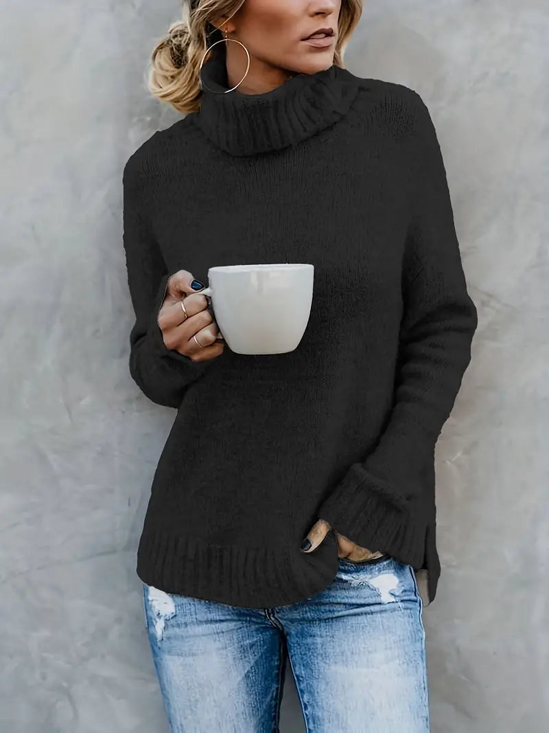 Suéter casual de cuello alto para mujer ideal para días fríos