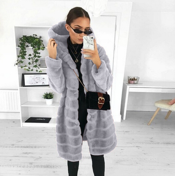 Abrigo de invierno con capucha para mujer
