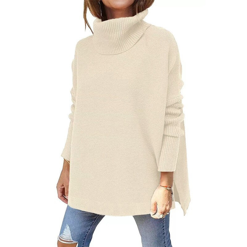 Jersey de cuello alto oversize para mujer, estilo moderno y cómodo