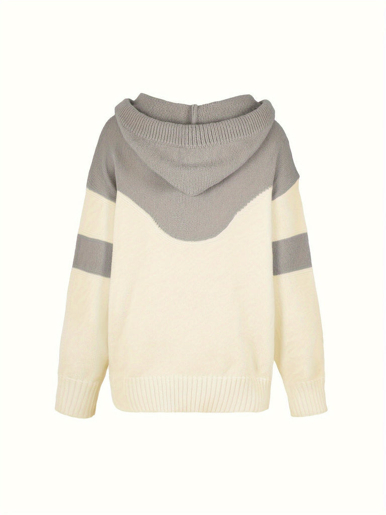 Pullover con capucha y diseño de bloque de color para mujer con estilo y comodidad