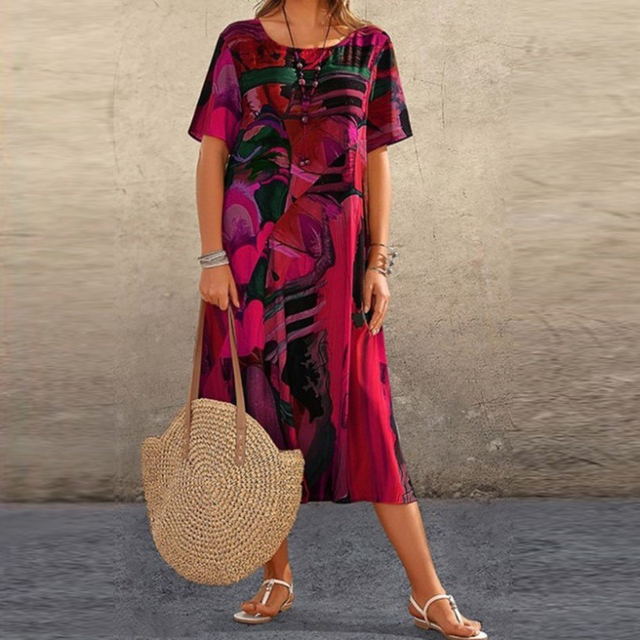 Vestido midi veraniego con estampado moderno