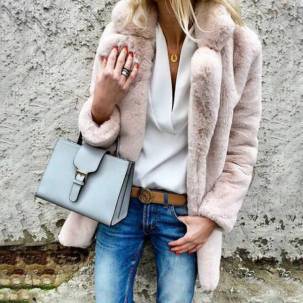 Abrigo para mujer con solapas suaves ideal para otoño e invierno