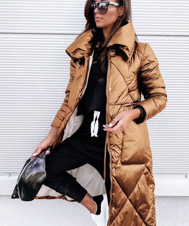 Chaqueta larga casual para mujer con diseño moderno