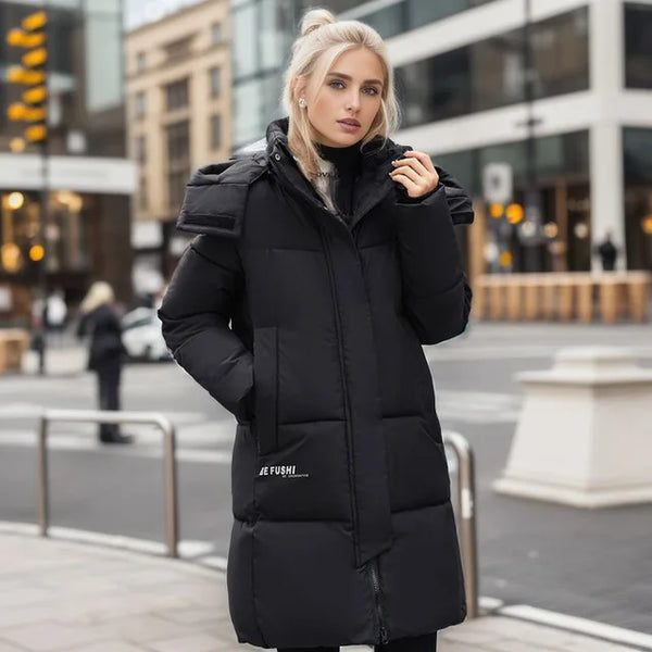 Chaqueta de invierno larga para mujer, ideal para climas fríos