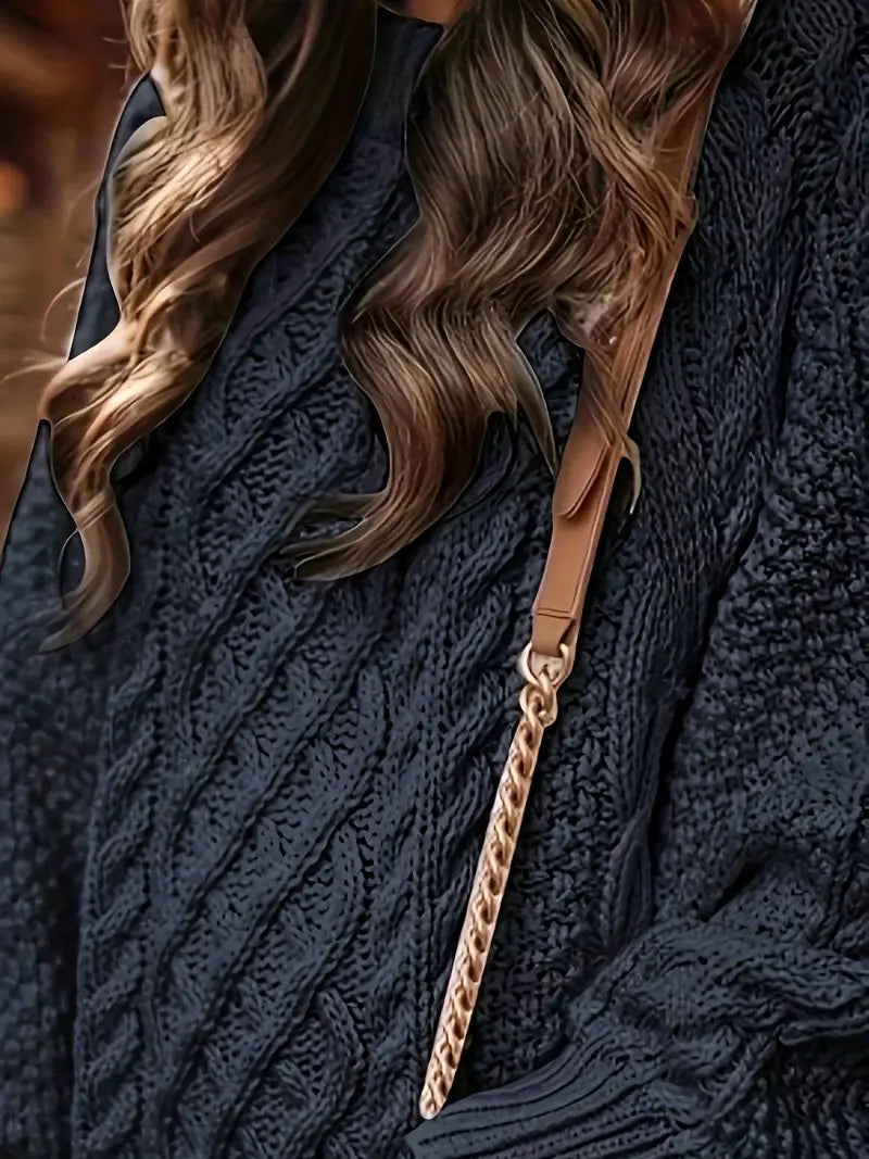 Vestido casual para mujer con cuello alto y diseño moderno