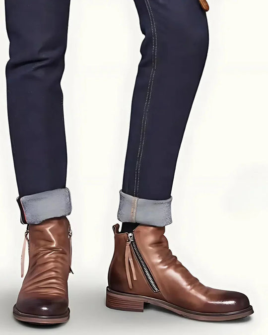 Botas clásicas y elegantes para hombre con diseño único de cremallera