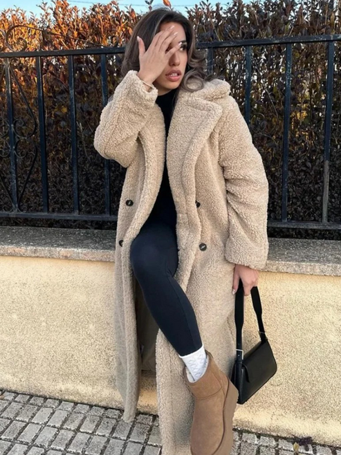 Chaqueta larga para mujer ideal para otoño con diseño acogedor
