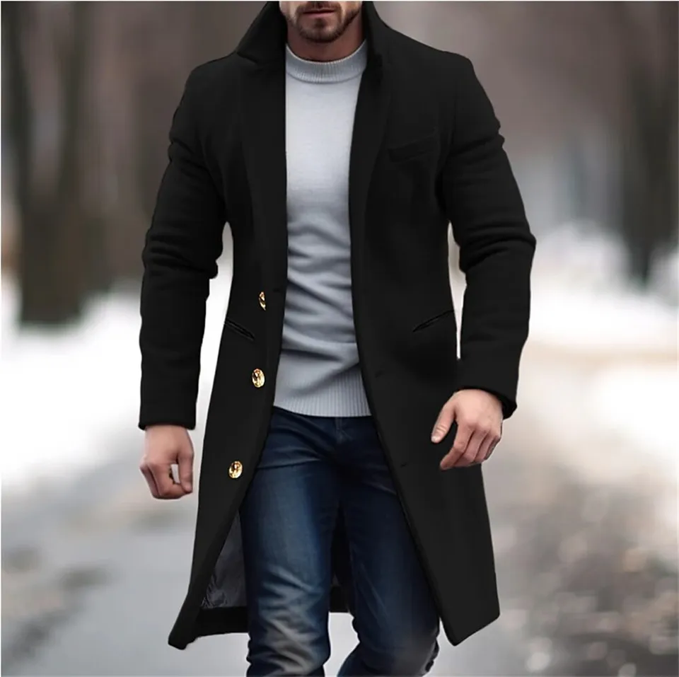 Gabardina de invierno para hombre con corte entallado para un apariencia elegante