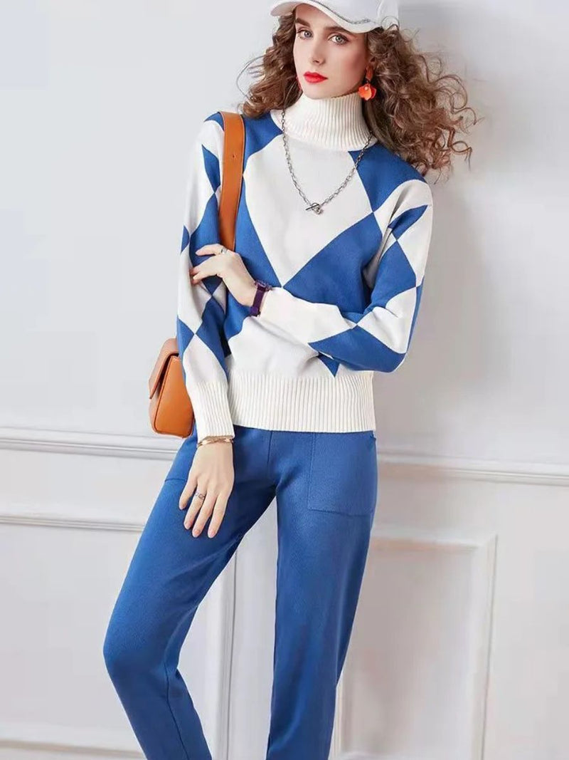 Conjunto de suéter y pantalón para mujer, moderno y cómodo para el invierno